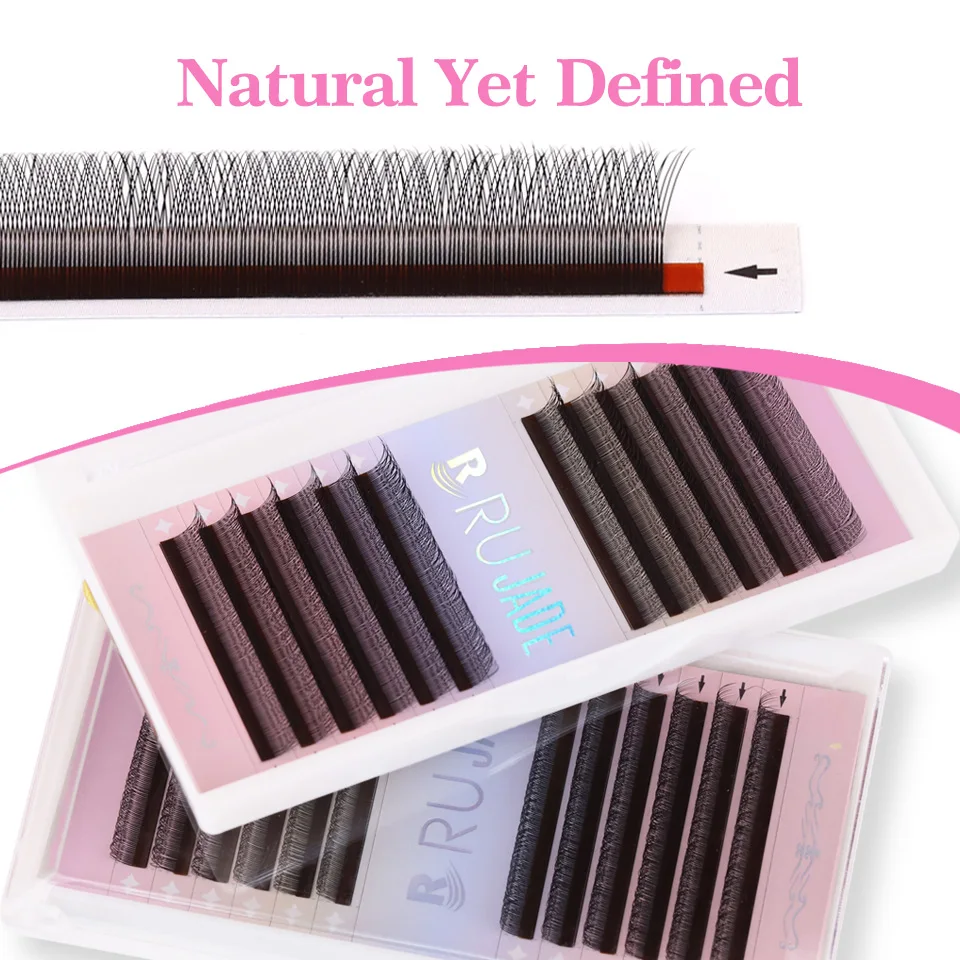 Rujade 2D Y Volume Lashes Extension Lekkie, gotowe kępki rzęs Russian Fans z pojedynczymi końcówkami, imitacja norek, naturalne, ultra cienkie rzęsy 2D Y do makijażu