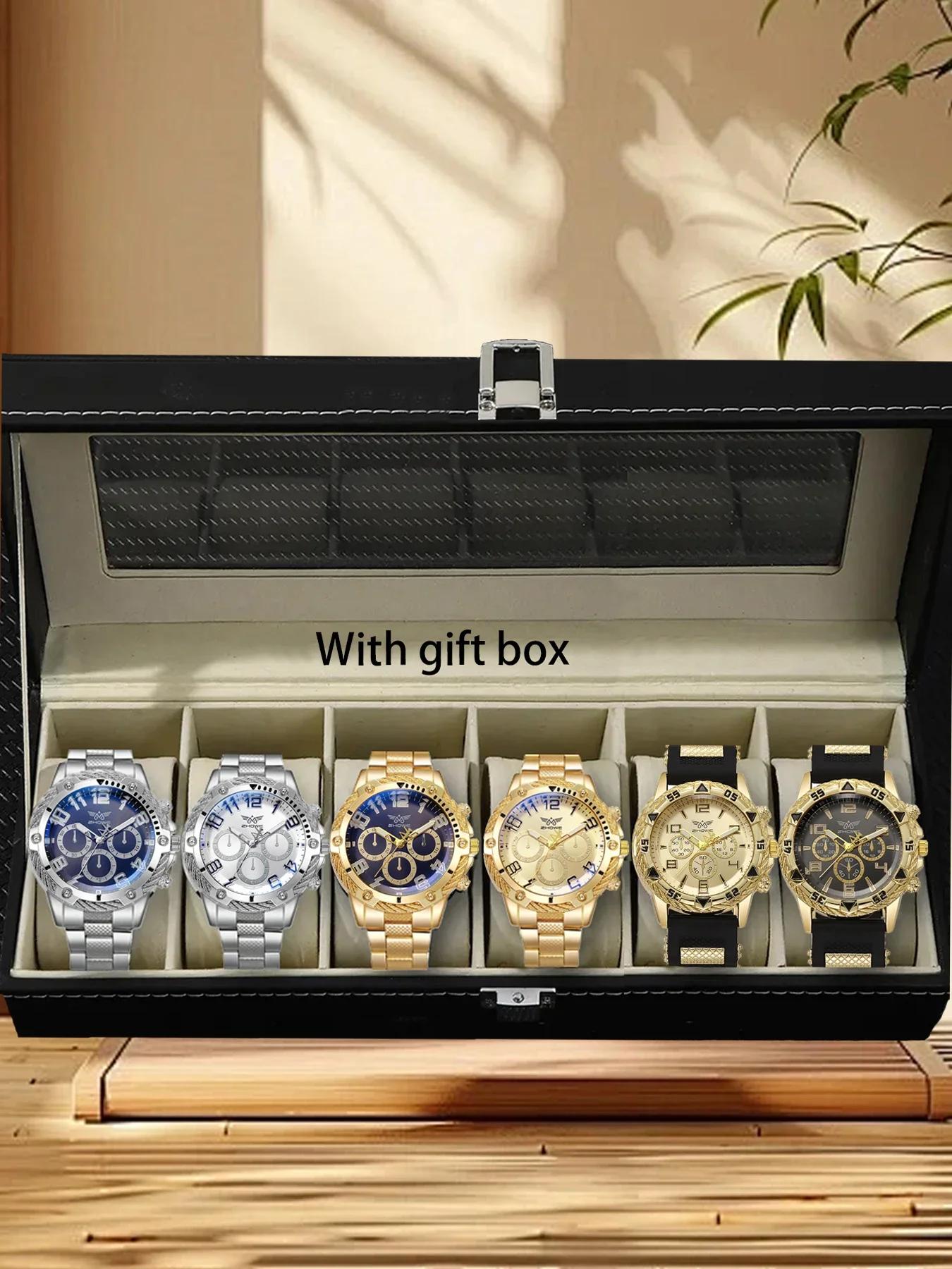 ury Multi-Piece Men's Premium Large Watch Party Fashion High-End Gift Quartz Wristwatch