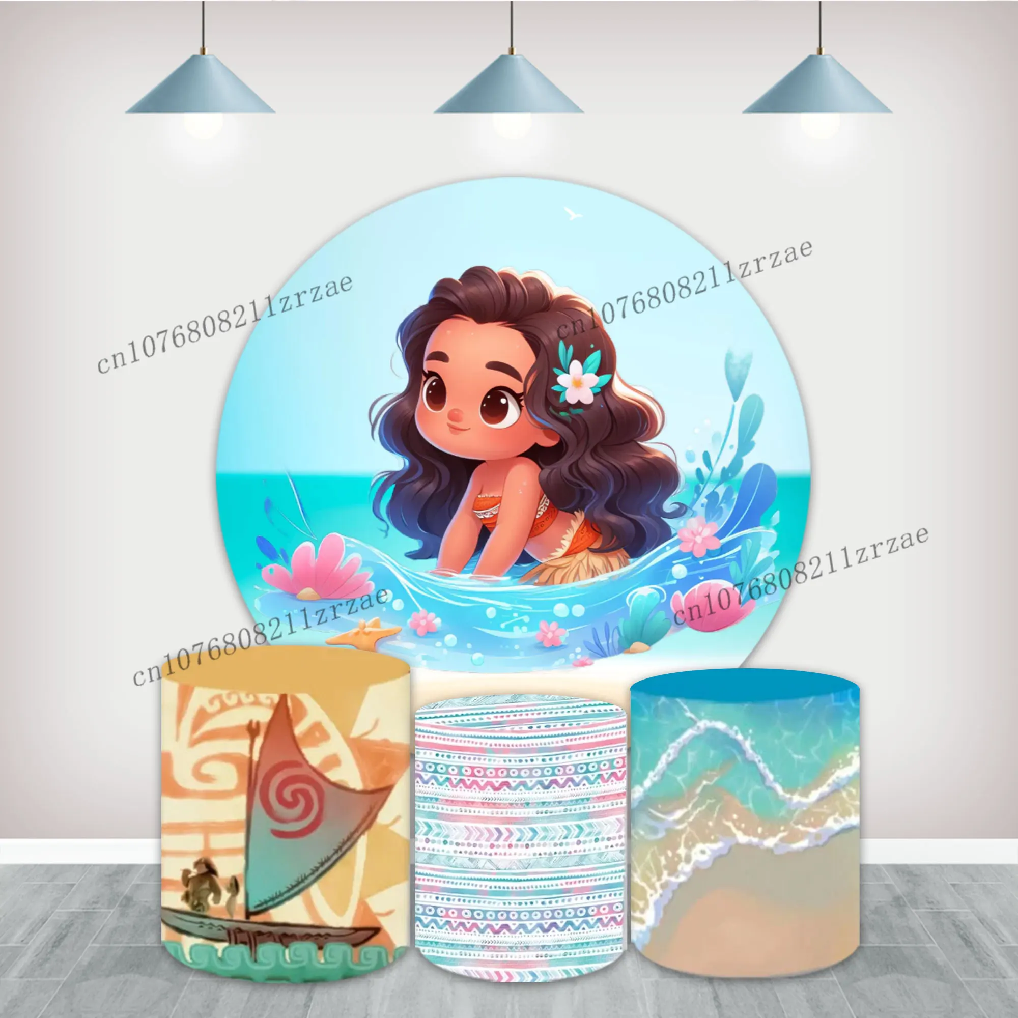 

Моана принцесса круглый фон для девочек первый день рождения украшения детский душ фото океан летний фон плакат баннер реквизит