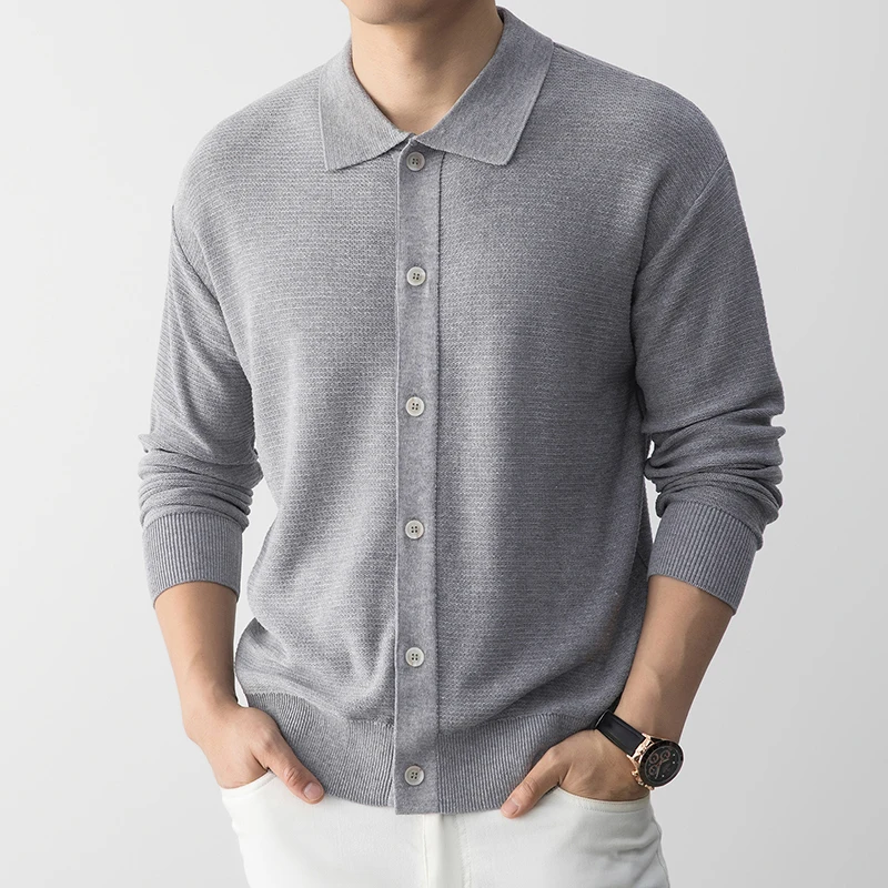 

Качественный мужской кардиган из лиоцелла, весна 2026, дышащий трикотаж из льна и хлопка, однобортная вязаная одежда