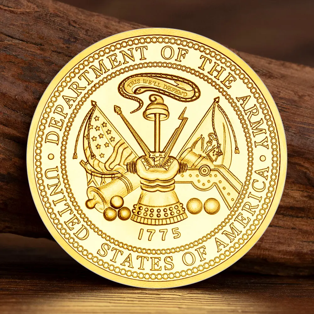 USA 2nd Infantry Division Souvenir Coin Department of The Army Second To None Golden Plated Challenge Coin