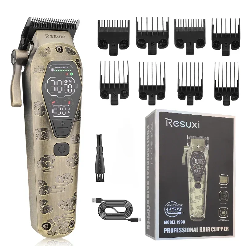 Men's High-power Electric Hair Clipper,Resuxi 1990 Professional Electric Push Shear,Powder Metallurgy Blade Hair Trimmer