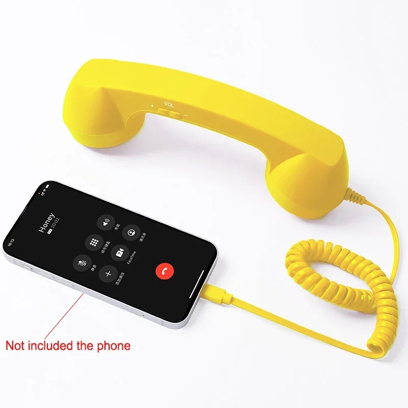 3.5mm/Type-C Retro Phone Handset, Radiation Proof Telephone Handset Cell Phone Receiver with Mic, for Cell Phones, Smartphone
