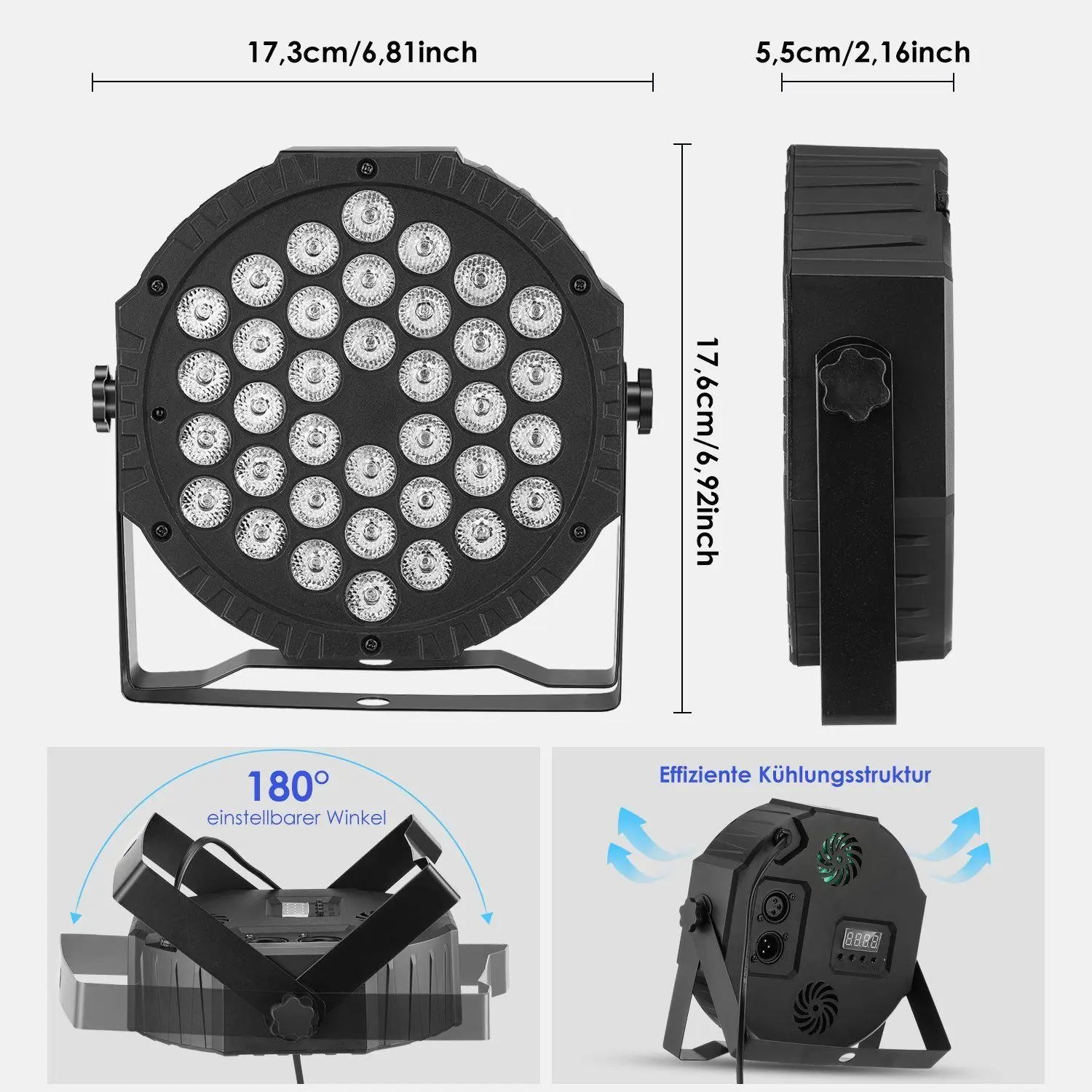 4 stuks LED PAR-spot, 36 LED-podiumverlichting, 36 LED-podiumverlichting, discofeestverlichting RGB DMX voor podiumshows - afbeelding 2