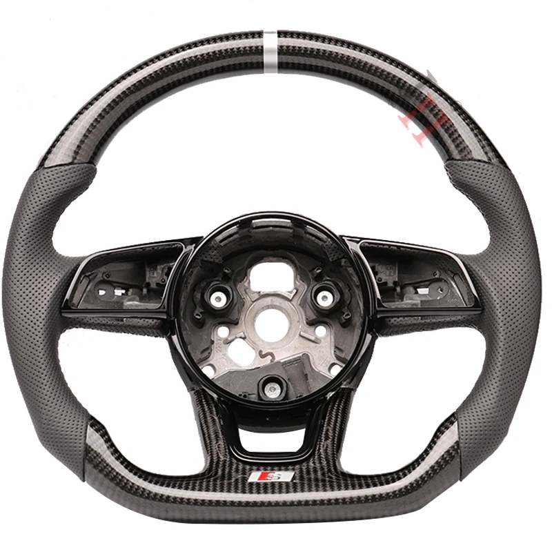 for Audi A3 carbon fiber steering wheel flat bottom A4 A5 S3 S4 S5 leather semi perforated steering wheel