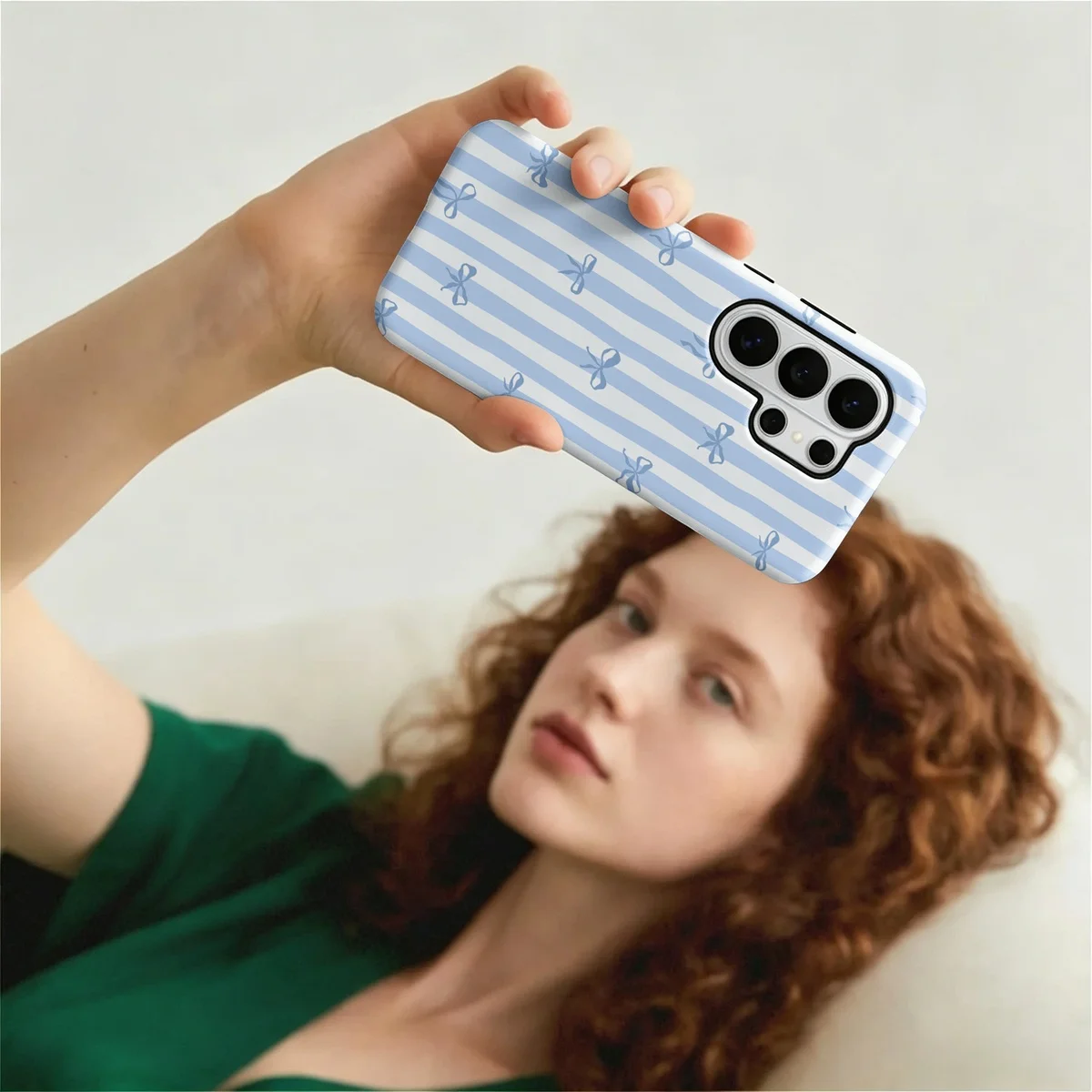 Blue Bow Vertical Stripes 2-in-1 Dual-Layer Phone Case for Samsung Galaxy S26 S25 S24 Plus Ultra FE S20 FE A56 A17 A16 A15 - view 6