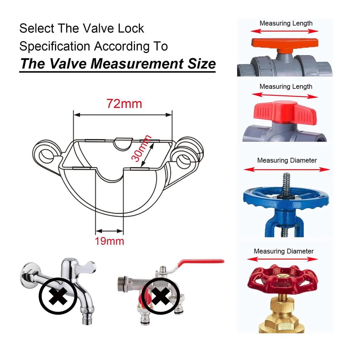 Outdoor Faucet Lock with Safety Padlock - Water Spigot Lock, Hose Bib Lock for 1 to 2-1/2 in Dia Valve Handles, Faucet