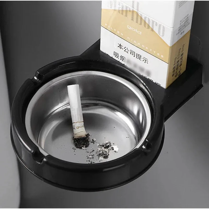 

Wall-Mounted Punch-Free Ashtray for Toilet, Household Ashtray, Stainless Steel, Bathroom Storage Box, Personality, Creative