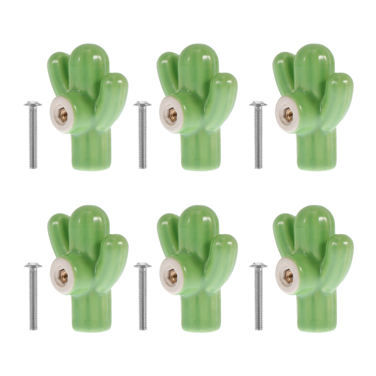 

6 комплектов керамических ручек для ящиков кактуса, милые зеленые ручки для шкафа, декоративные мебельные аксессуары для кухонного шкафа, шкафа