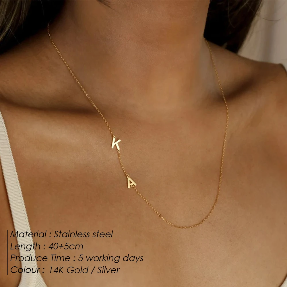 EMANCO  Stainless Steel Letter Pendant Name Necklaces 26 Letter Patchwork Personalized Custom Women's Fine Necklace Jewelry