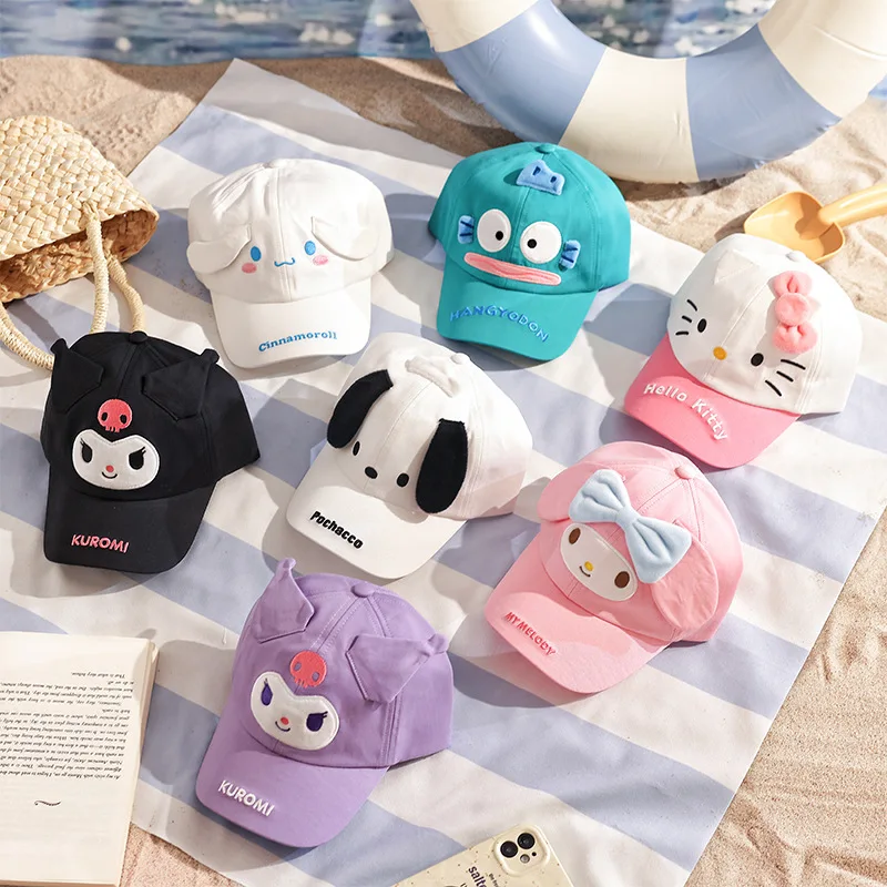 

Sanrio Hello Kitty Kuromi My Melody Sunscreen Cap Kids Cap for Boys Girls Cartoon Baby Sun Hat Children's Adjustable Peaked Caps