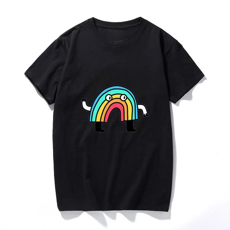 Interesting and novel rainbow body fashion street wear Harajuku cartoon casual men and women universal short sleeves T-shirt