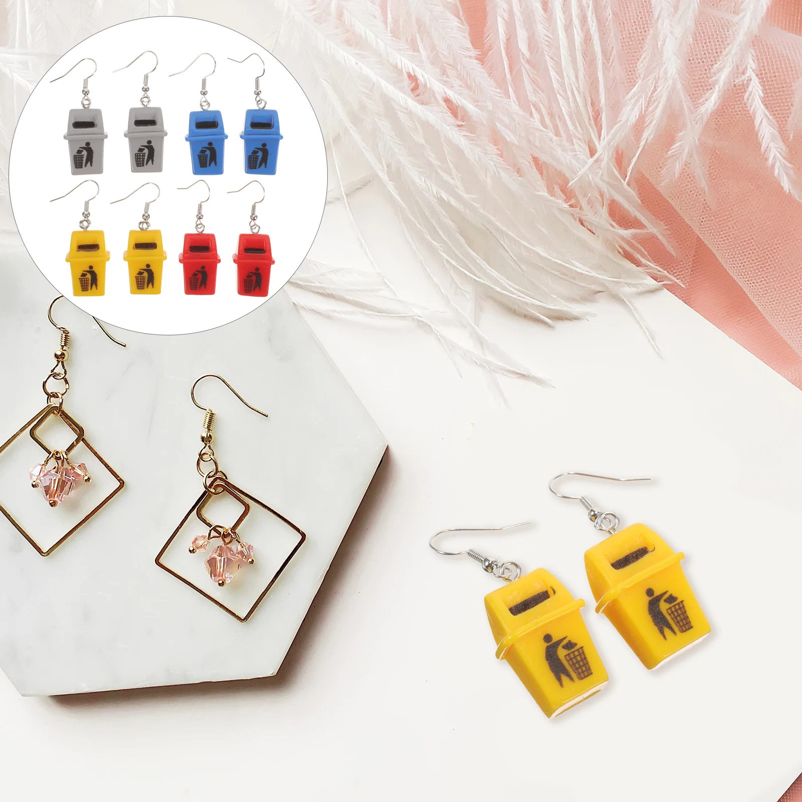

1pcs Garbage Can Earrings Funny Weird Dangle Drop For Women Trash Bin Costume Jewelry Eye-Catching Party Festival Wear