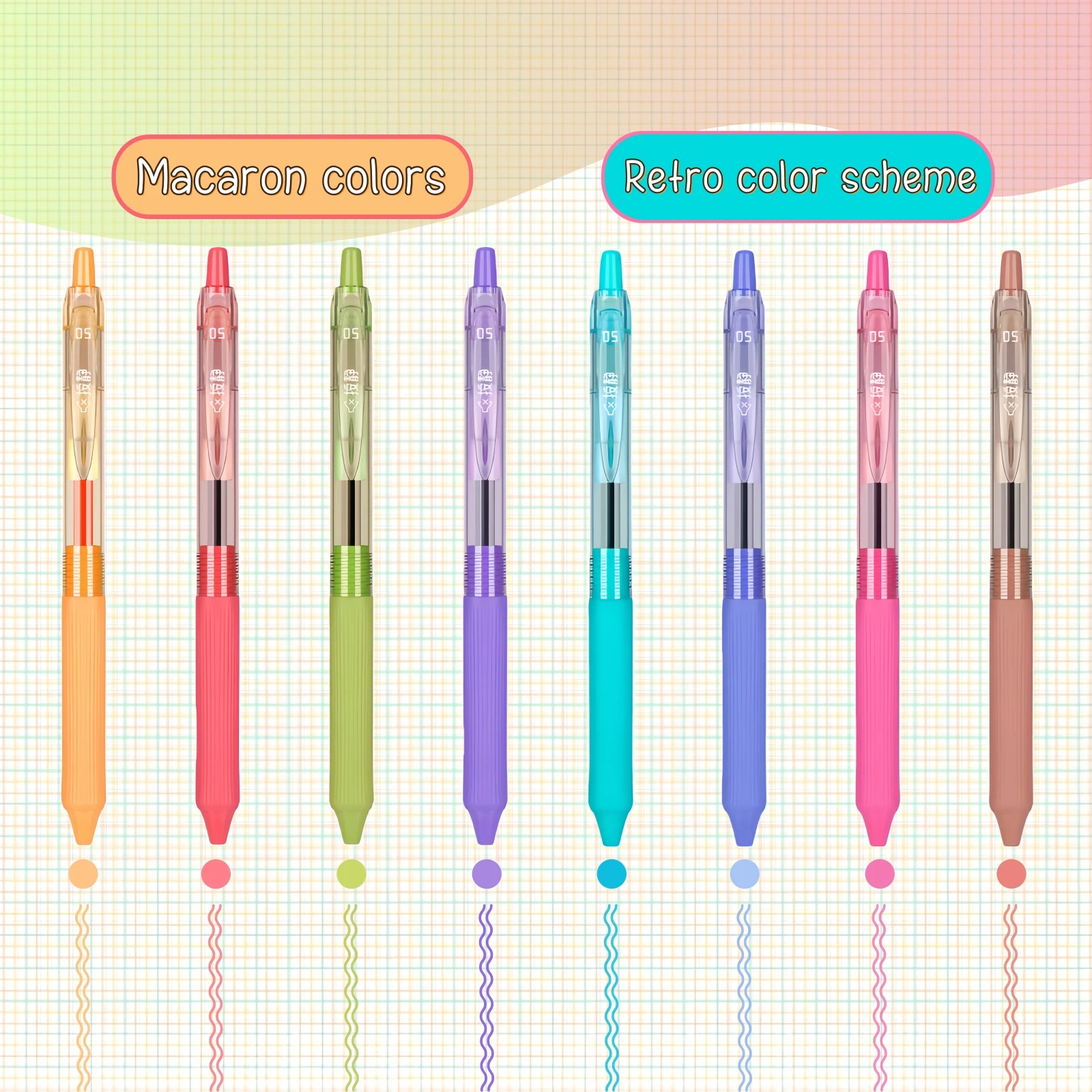 8 Colorful Silent Gel Pens, 0.5mm Colorful Ink, Press to Write, Smooth Writing Without Smudging, Comfortable Grip, Suitable for Drawing, Highlighting Key Points, DIY Journaling
