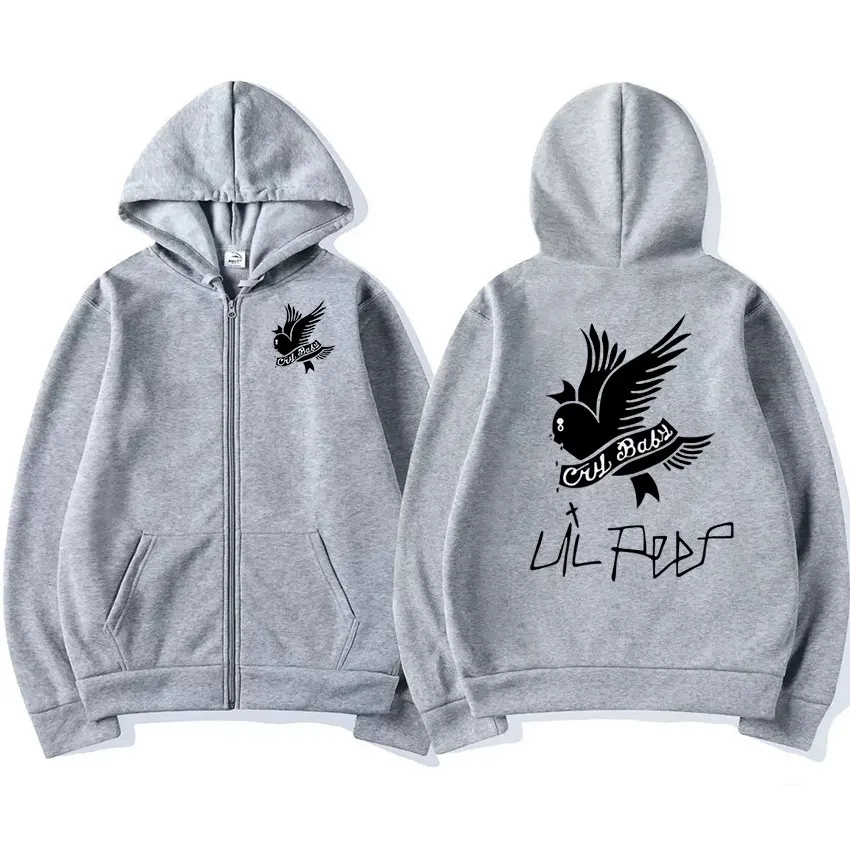 Rapper Lil Peep Graphic Zipper Hoody uomo donna Hip Hop Fashion Zip Up felpa uomo oversize Pullover con cappuccio cappotti Streetwear