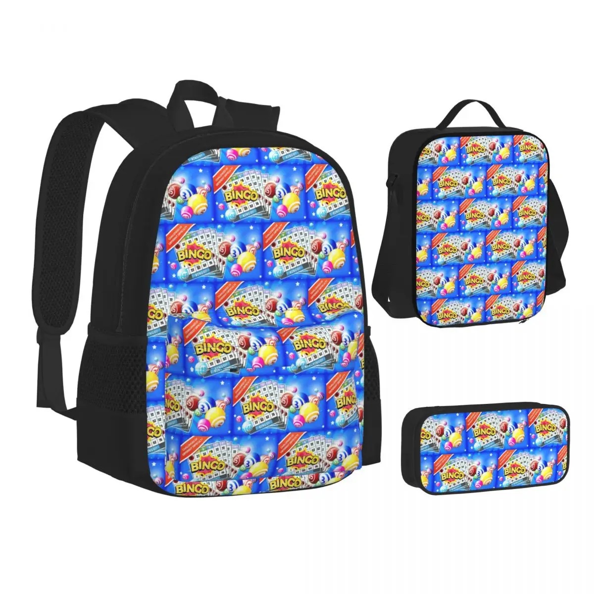 Game Bingo Queen Player Backpacks Boys Girls Bookbag School Bags Kids Rucksack Lunch Bag Pen Bag Three-Piece Set