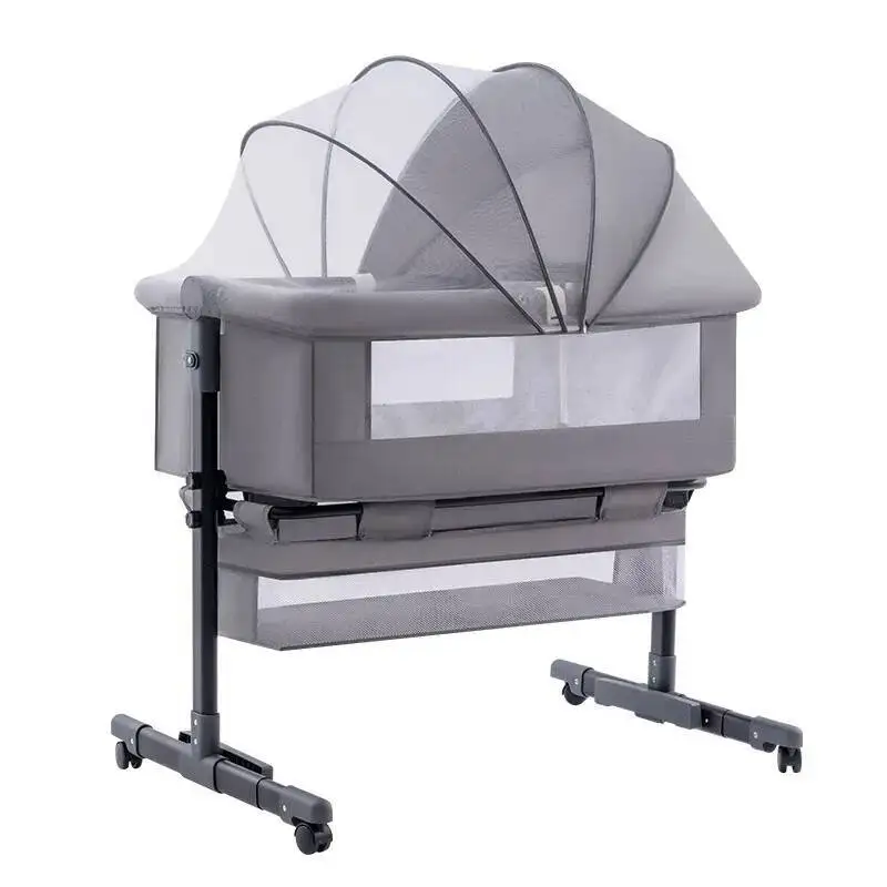 Portable Baby Crib Foldable and Movable Children's Bed Multifunctional Splicing Large Bed Rocking Cama Infantil Bedroom