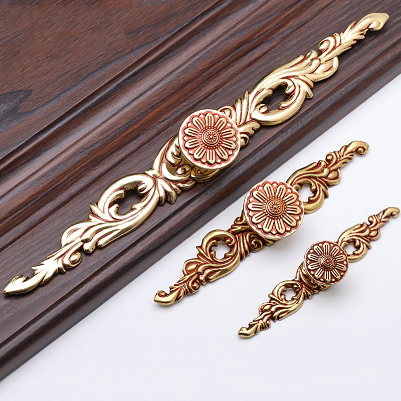 

Retro 10PCS Solid Pure Brass Furniture Pulls Handles Drawer Knobs Cupboard Wardrobe Dresser Kitchen TV Wine Cabinet Pulls Knobs