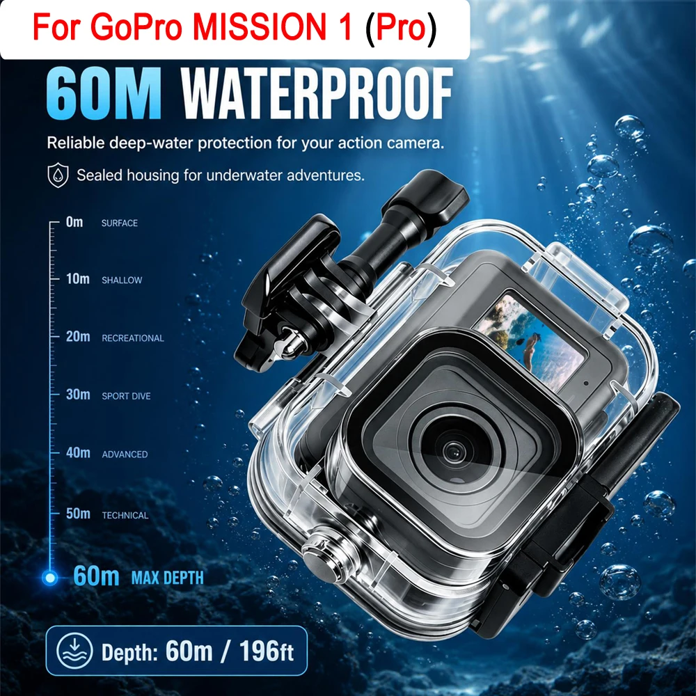 Camera Bag Waterproof - PULUZ 60m水中ダイビングケース GoPro MISSION 1 Pro用、GoPro