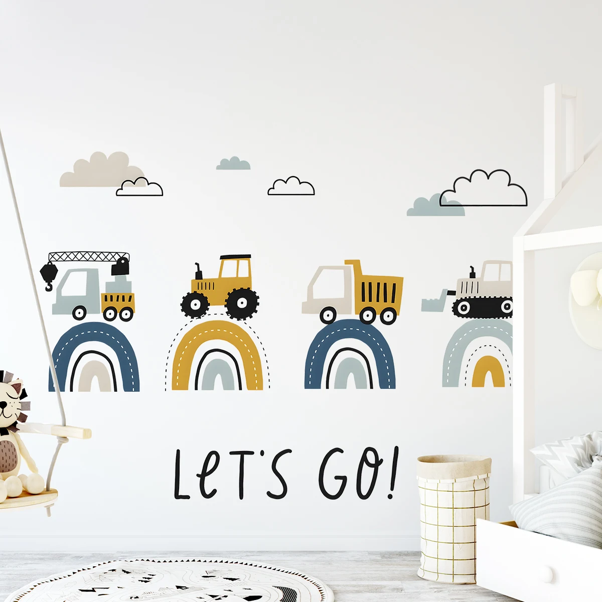 Cartoon Tractor Helicopter Car Wall Stickers for Kid Room Living Room Wall Decal Baby Nursery Home Decor Bedroom Decoration