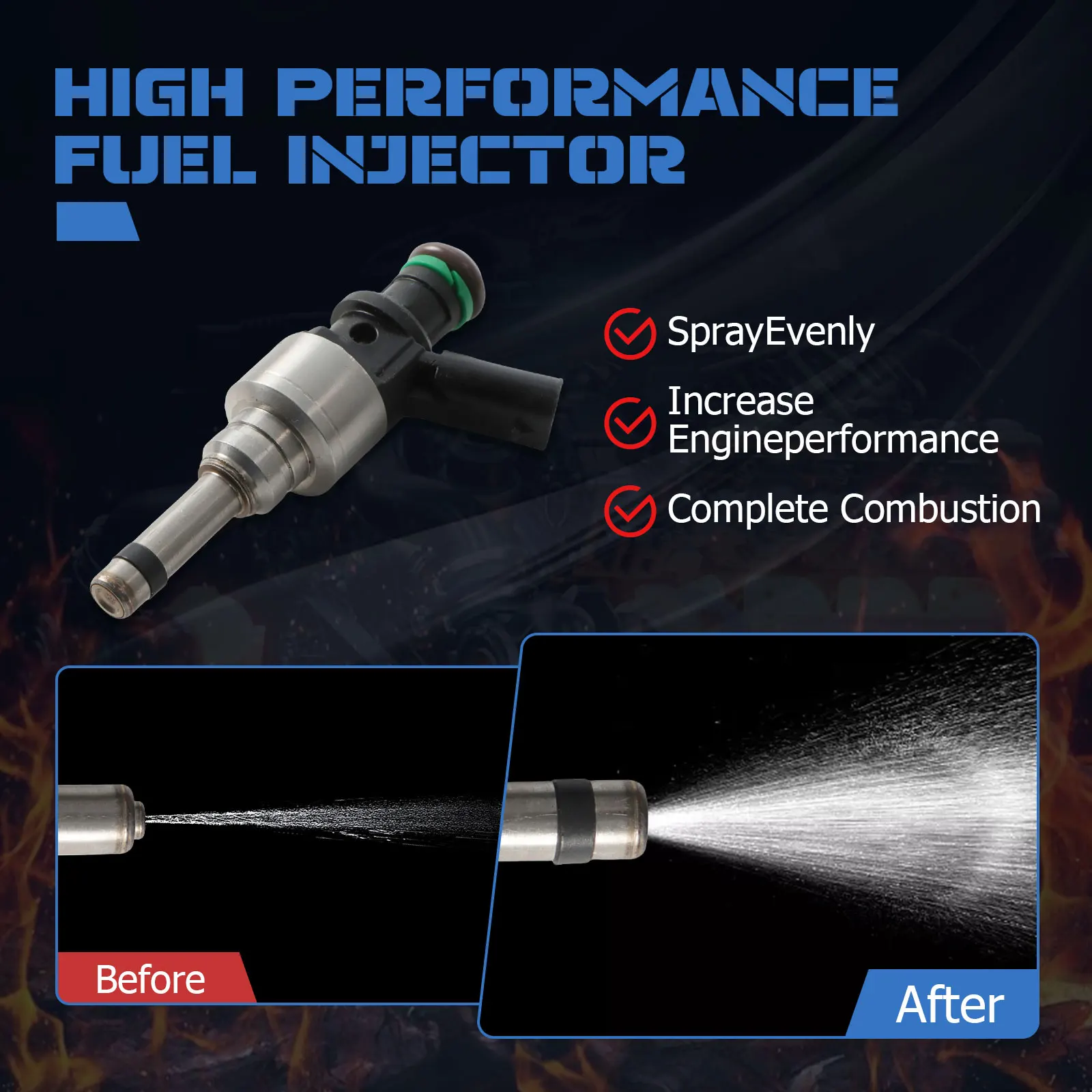 1pc Fuel Injector Fits For 2009-2016 Audi A4 A5 A6 A8 Q5 Q7 VW Touareg 3.0T V6 06E906036AL 06E906036AJ 06E906036AC 06E906036P