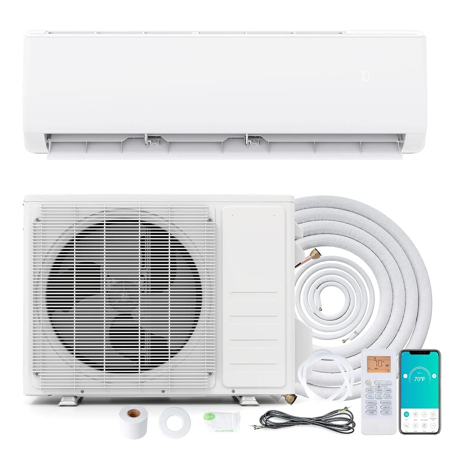 12000 BTU Mini Split Air Conditioner, 20 SEER2 115V Pre-Charged Ductless Inverter AC/Heating System, Heat Pump, Customized