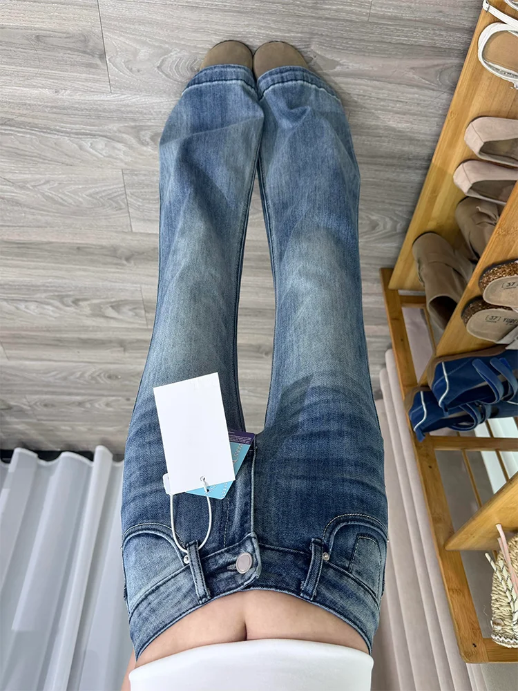 

plus Size American Retro Bamboo Pattern Flared Denim Jeans Women Summer New Loose Straight Casual Hot Pants High Waist Zipper...