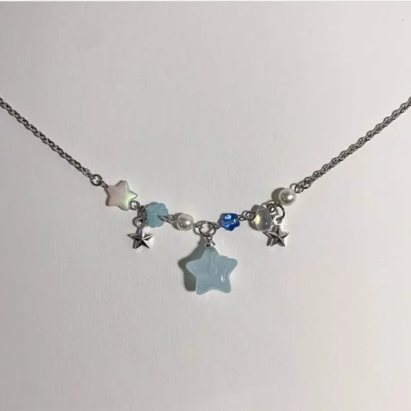 Lovely star exquisite beaded pendant necklace, kawaii, creative gift