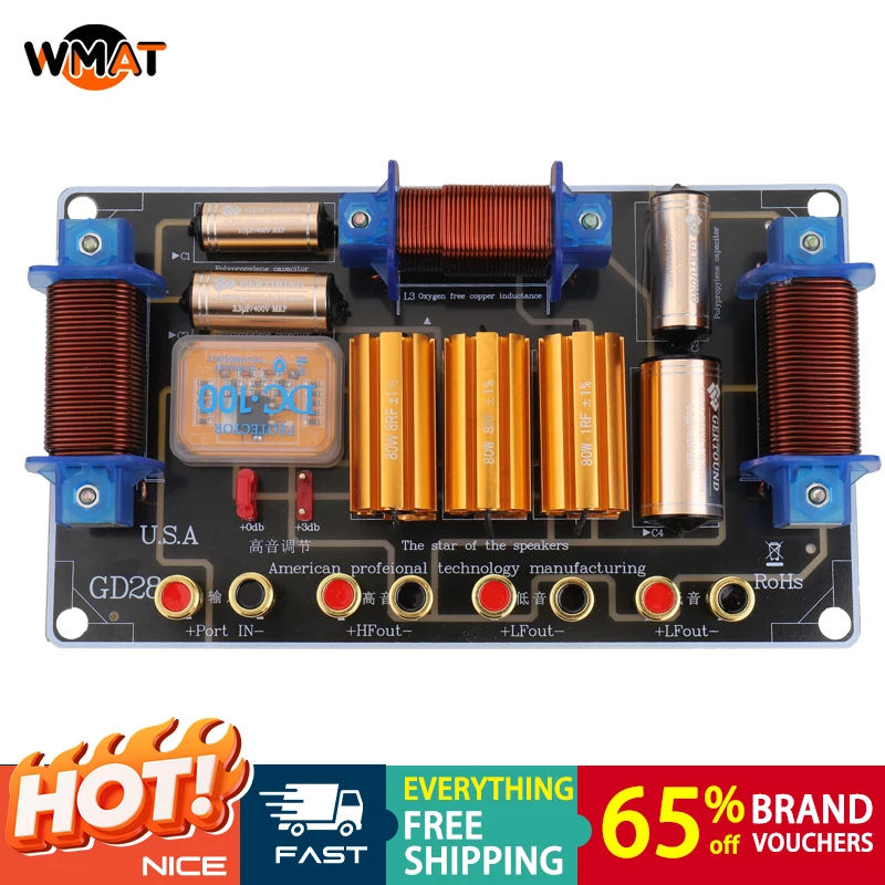 

GD28/Two-Way Crossover Network Audio Speaker Treble Bass Frequency Divider For dual Audio 15-18 Inch Woofer& Within 100mmTweeter