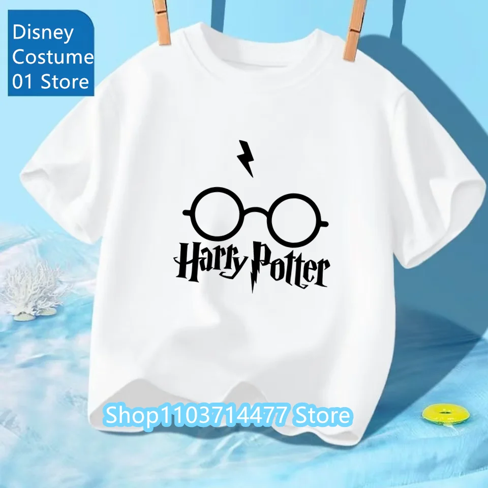 2025 Harries niños camiseta película mágica ropa Potters Kawaii Anime chico chica camisetas Casual Tops moda manga corta