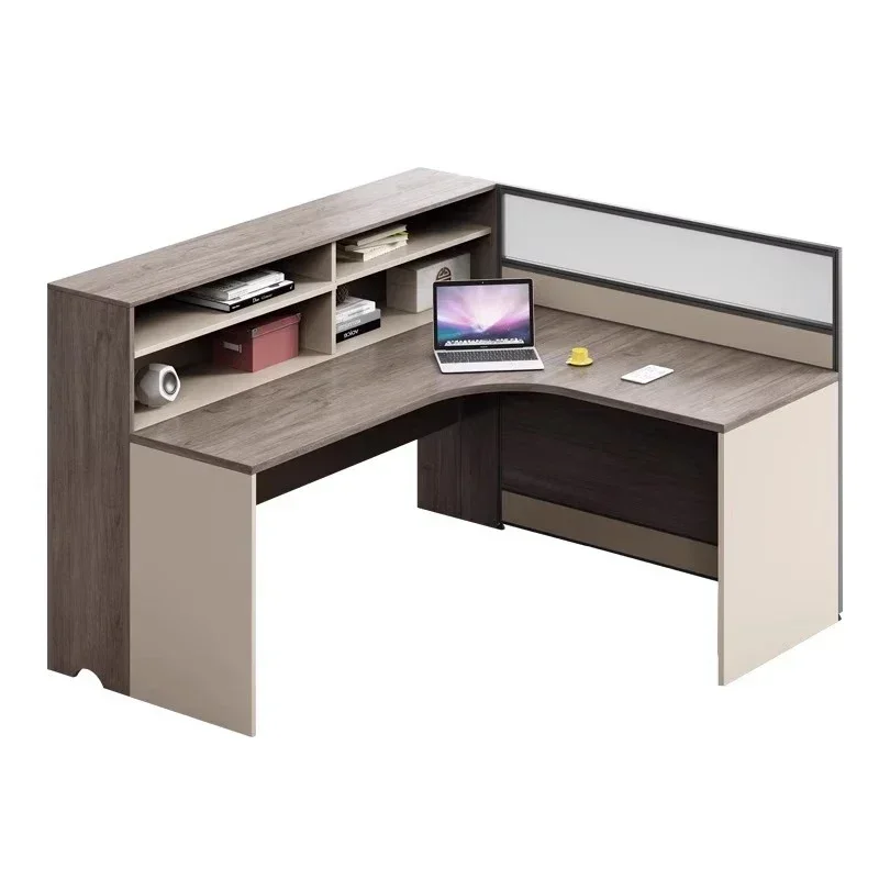 Staff desk Staff seat Table and chair combination Cross-shaped financial screen Simple and modern