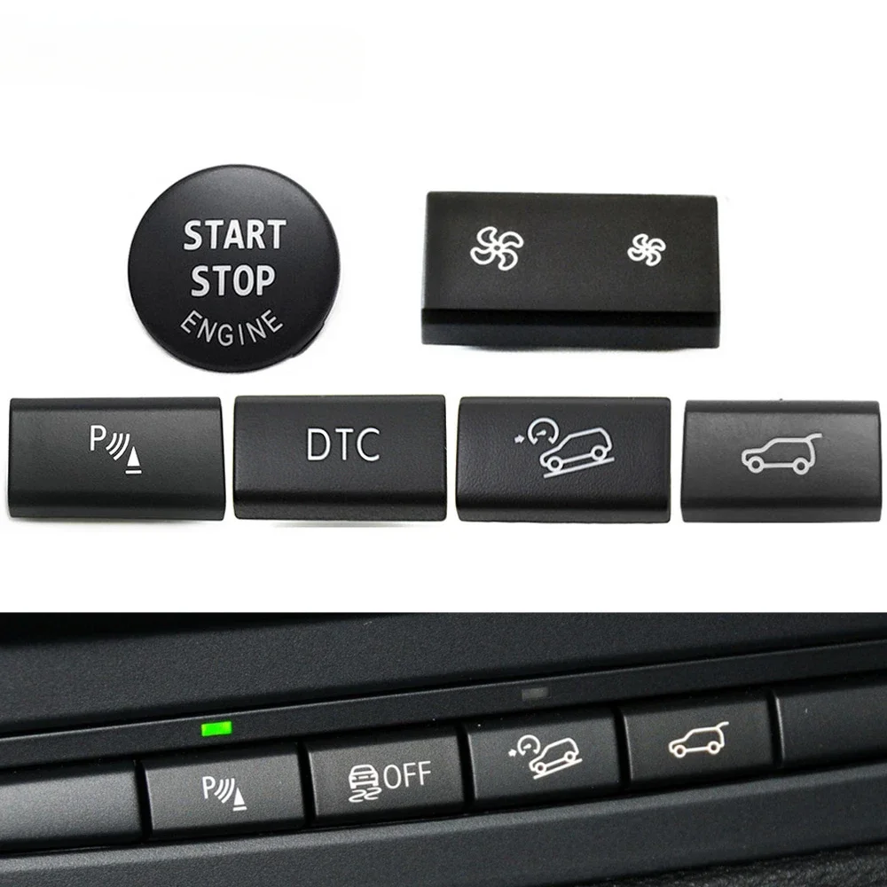 

For BMW X5 X6 E70 E71 E72 Dashboard Fan Volume Radar Button AC Vent Grille Rear Trunk Switch Start Stop Key Cover Replacement