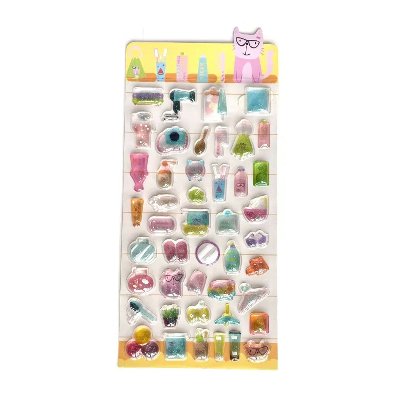 3D Pop-Up Cartoon Stickers Creative Glitter Crystal Stickers Kids' DIY Journal Decorations School Office Supplies Accessories