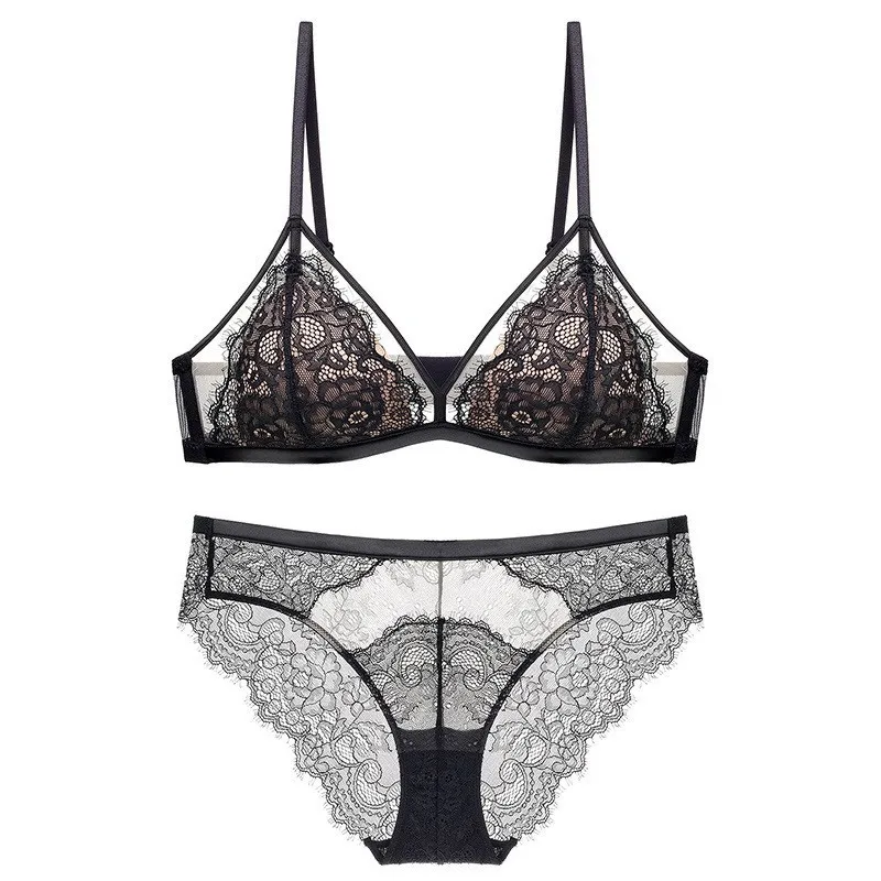 

Women's Lace Bra Set Wireless Comfortable Triangle Cup Lace Bra Set For Women