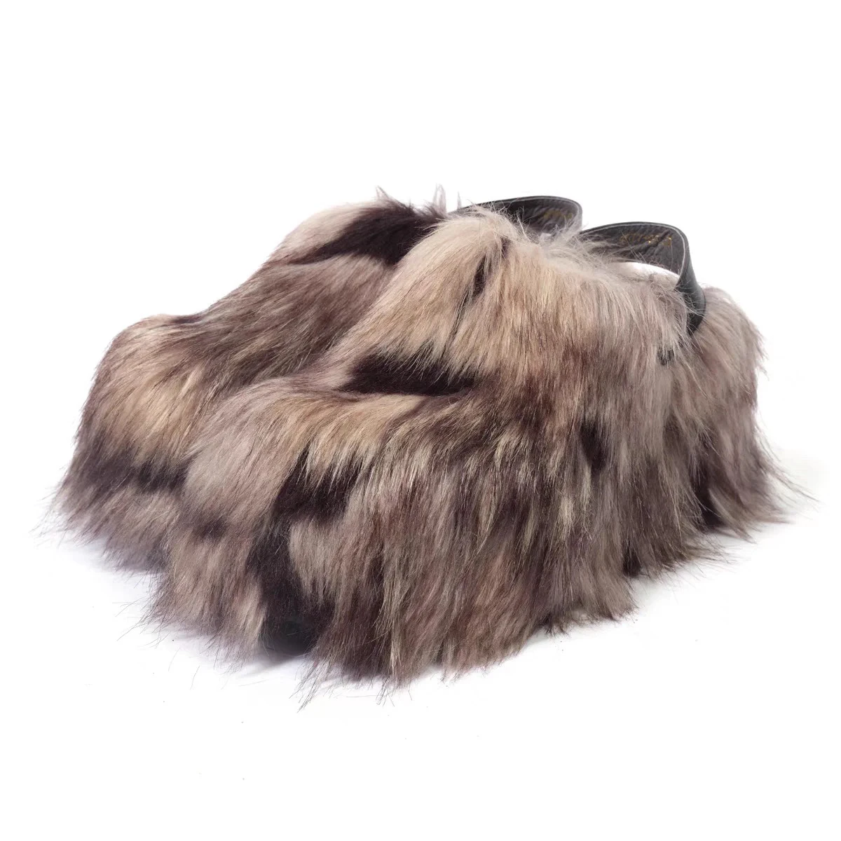 Furry Fur Back Strap Winter Slippers Round Toe Thick Sole Shallow Slip On Couple Pumps Plus Size 33-46 2024 New Style Casual