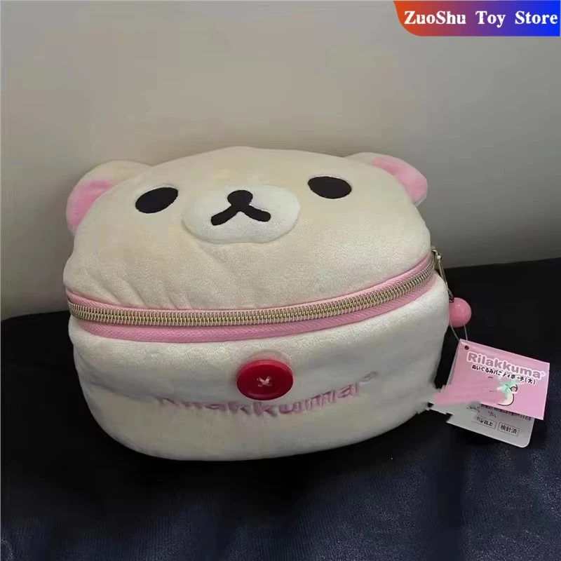

New Cute Rilakkuma Bear Girl Plush Elliptical Stereoscopic Makeup Bag Portable Storage Bag Cute Cartoon Easy Bear Bear Storage W