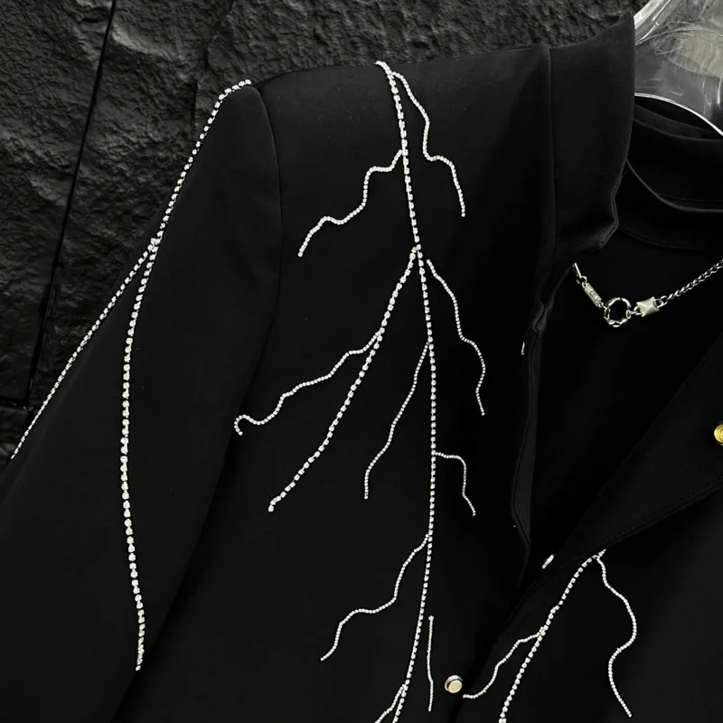 WVGA Primavera Autunno New Man Tide High Street China-Chic Colletto alla coreana Abito-Cappotto Design di nicchia Diamond Chic Blazer casual Ins W8616