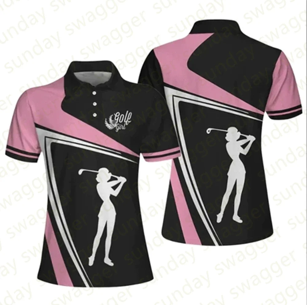 

2023 Summer Women Golf Wear Floral Casual Print Fashion Tops T-Shirt Polo Clothing Short Sleeve Quick Dry Breathable Polos Shirt