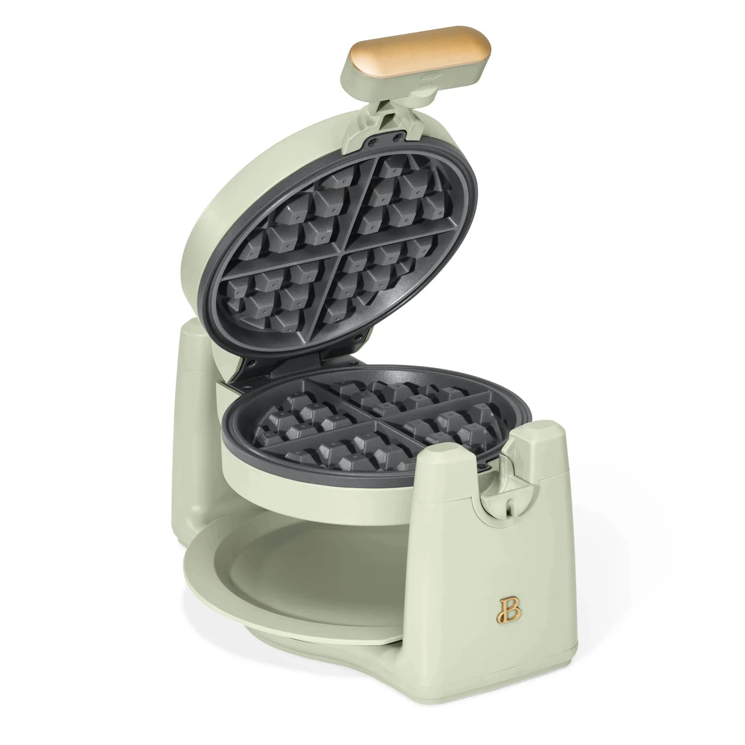 Bélgica rotativa waffle maker, conjunto de ferramentas, bakeware, verde