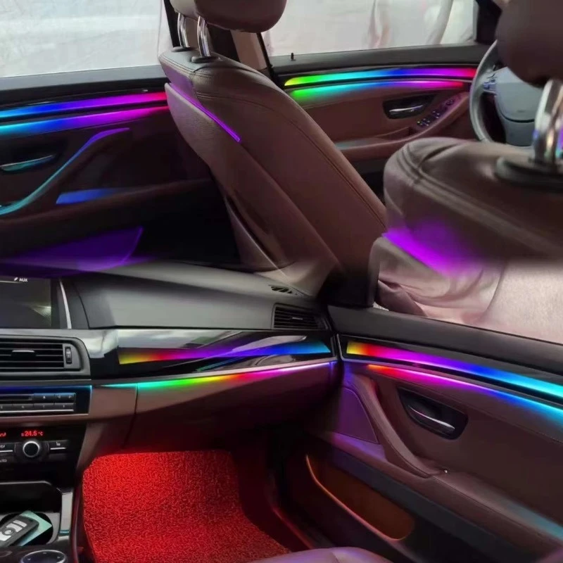 Multi Scene 64 Color Dynamic LED Interior Atmosphere Kit, Air Vent Ambient Strip Fit 2011-2017 F10 F11 F18 Mid Sedan Dashboard U
