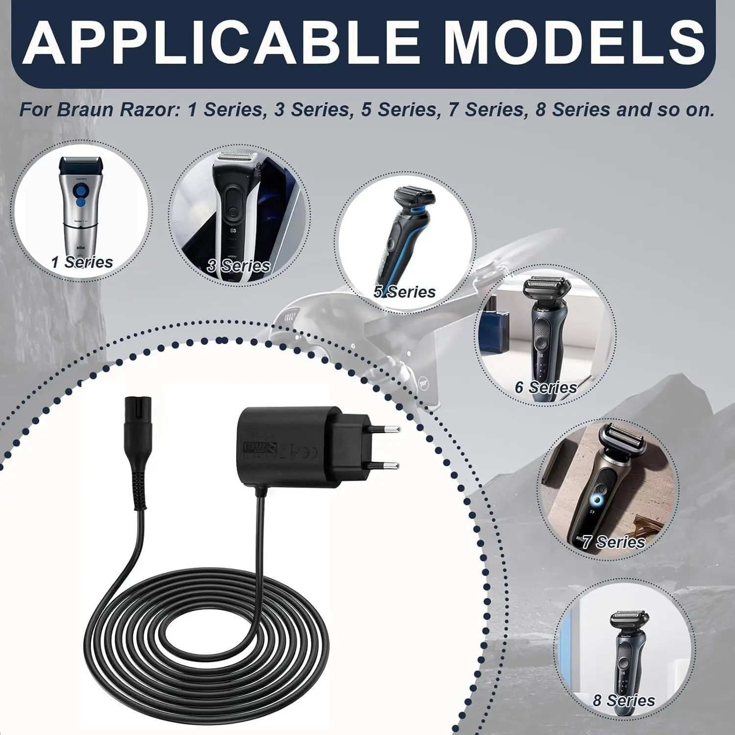 LISI 12 فولت ماكينة حلاقة شاحن لسلسلة براون 3 5 7 9 1 ماكينة حلاقة كهربائية 3040s 310s 340S 5018s 5190cc 5040s 740S 7865 9290cc 9095cc