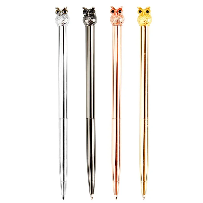 

24PCS New Cartoon Fashion Metal Pen Creative Business Owl Pen Metal Ballpoint Pen Stationery Novelty Pens for Writing