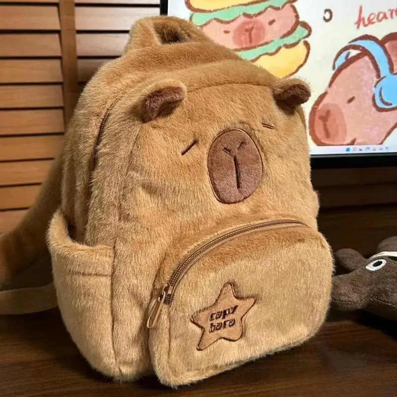 Zaino animale peluche Capybara zaini per bambole per bambini e adulti carino leggero Bookbag peluche zaino regali