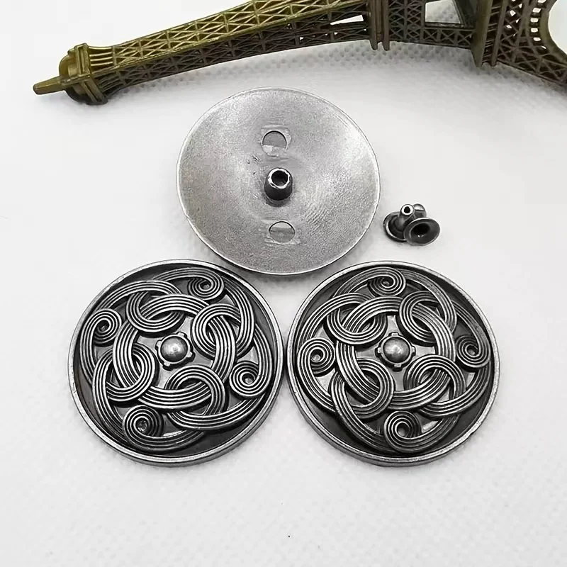 8-teiliges Set Vintage-Nieten aus Zinklegierung, geeignet für handgenähte DIY-Bastelarbeiten, Nähdekorationen und runde Knöpfe im Retro-Stil