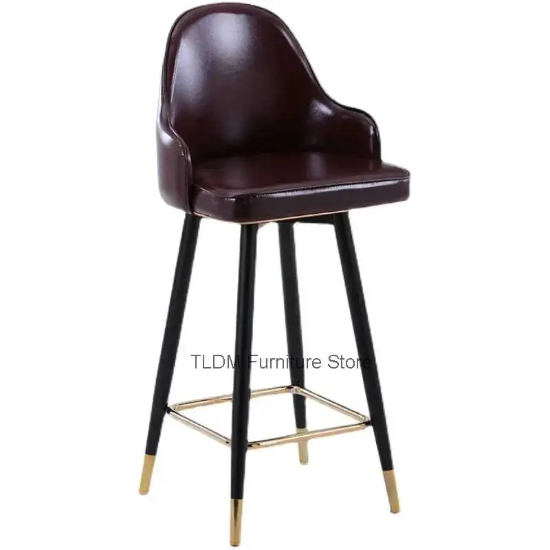 

NordicNordic Light Luxury Rotary Stool Simple Modern Bar Chairs Household Wrought Iron High-end Backrest ChairsFurniture
