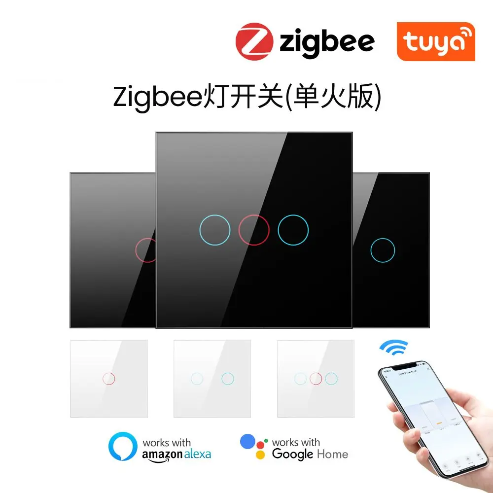 

Graffiti ZigBee Single Fire Intelligent Switch 86 Wall Touch Switch Graffiti APP Voice Intelligent Control