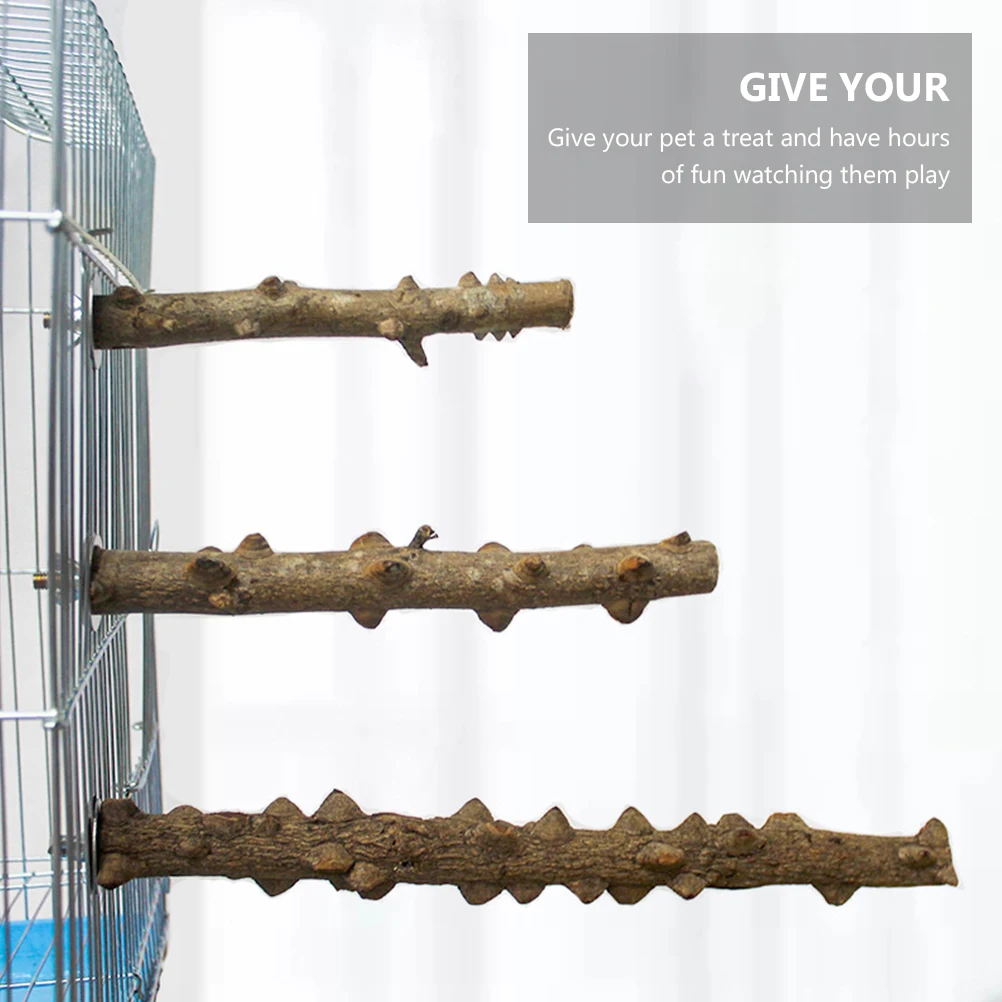 

3pcs Wooden Parrot Stand Climbing Perch Sand Grind Stick Foot Exercise Pole Durable Sturdy For Pet Parrot Bird