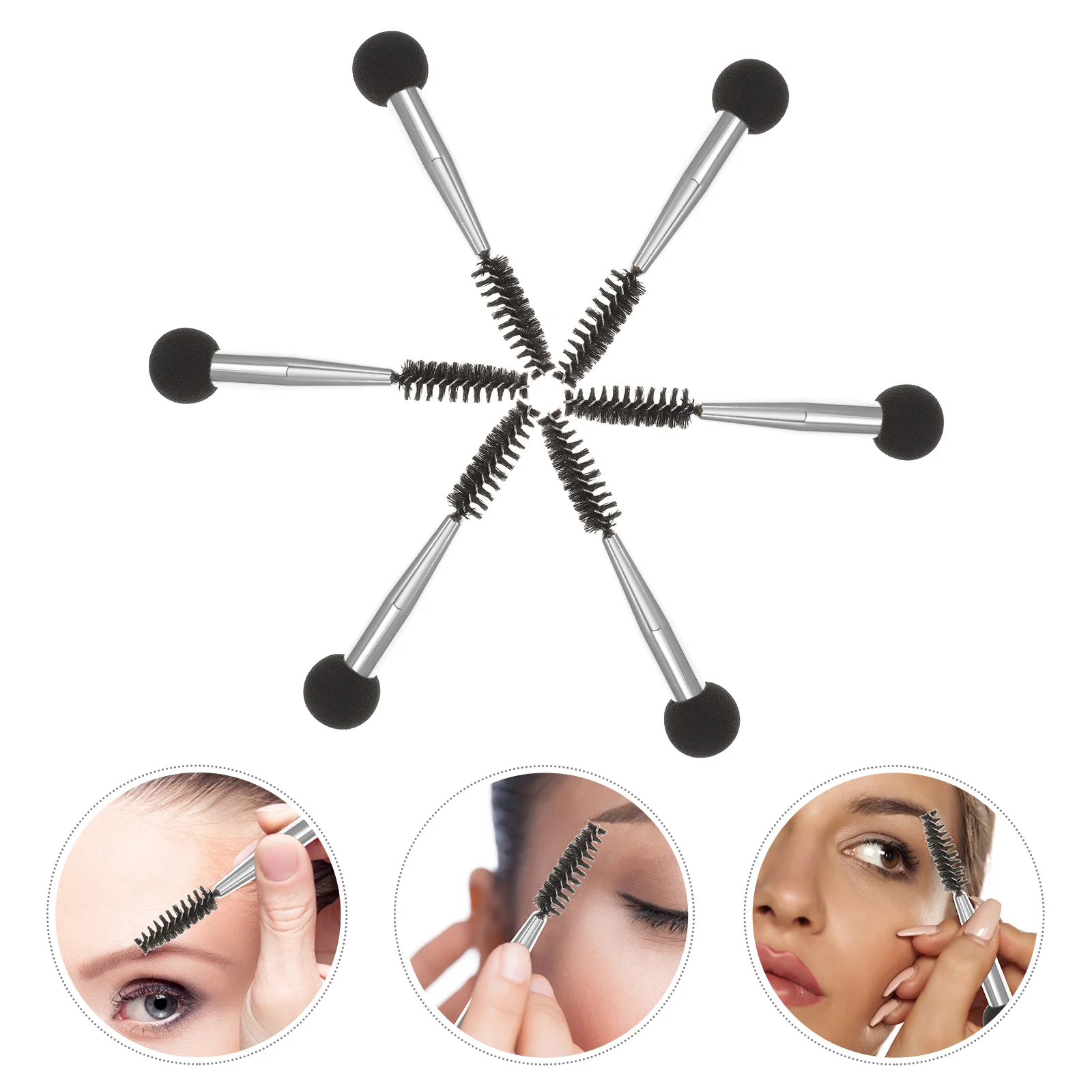 

6 Pcs Brow Double Ended Eyebrow Brush Make up Sponge Makeup Sponges Applicators Puffs for Powder Miss Kit