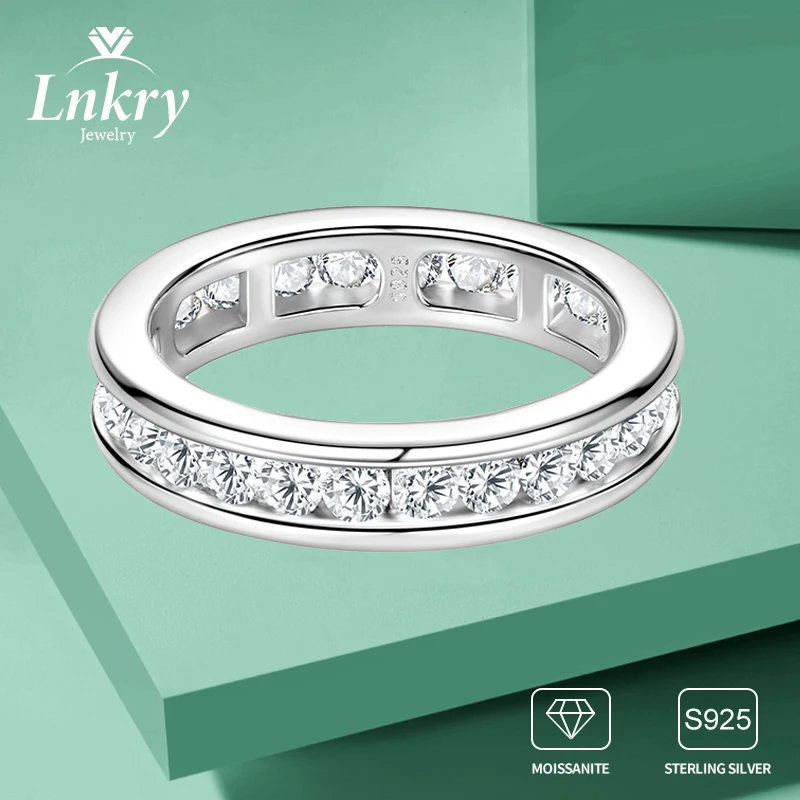 

Lnkry 2.5mm Full Moissanite Eternity Ring Bague Argent 925 Sterling Silver Wedding Band For Women 14K Gold Plated Ring Jewelry