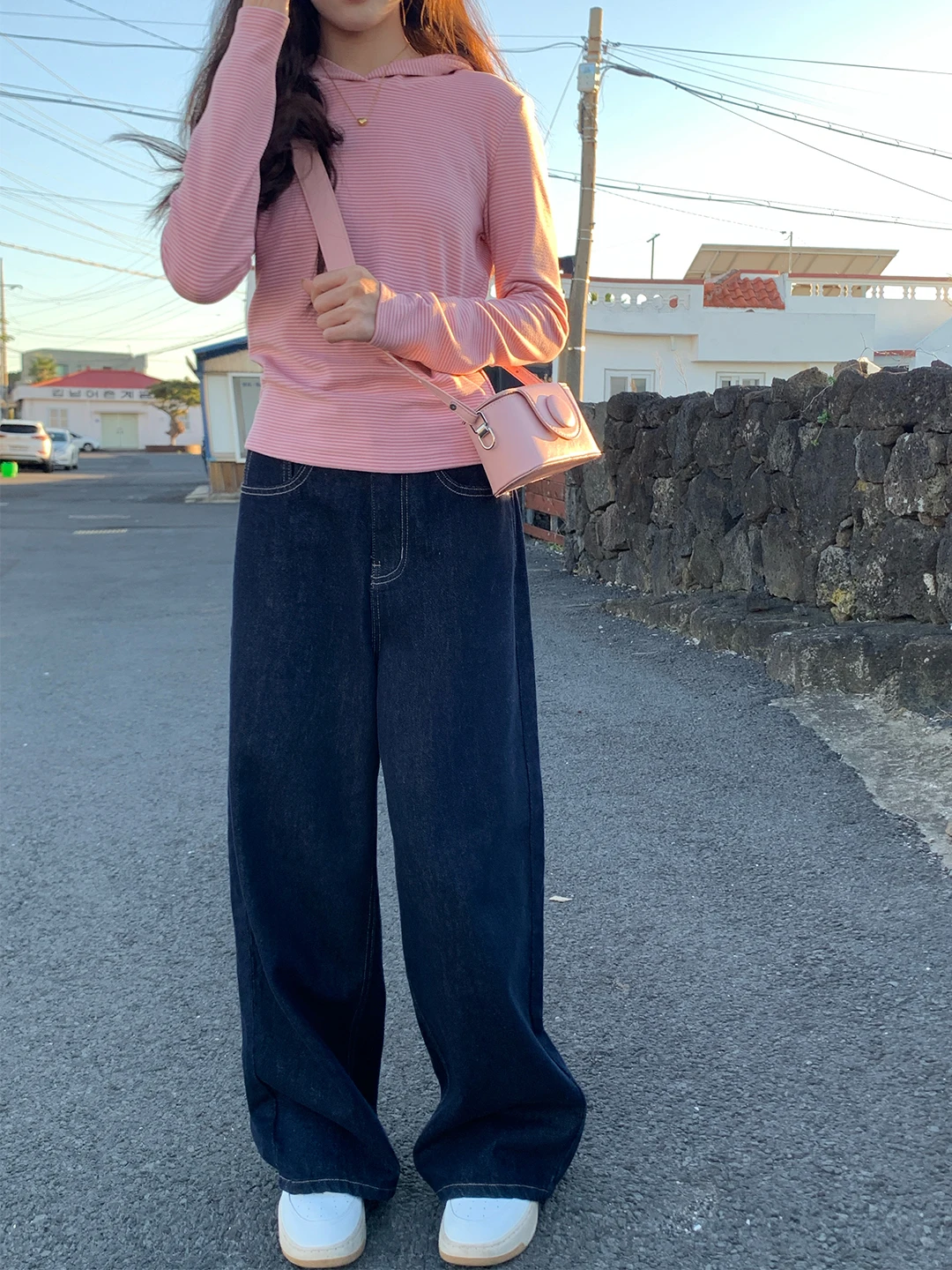 

Уютные винтажные темно-синие прямые джинсы, новые зимние универсальные утягивающие широкие брюки длиной до пола для женщин